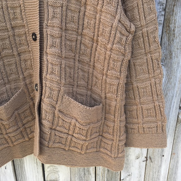 Marion Foale Handknit Wool Cardigan Camel Tan XL - Picture 6 of 15